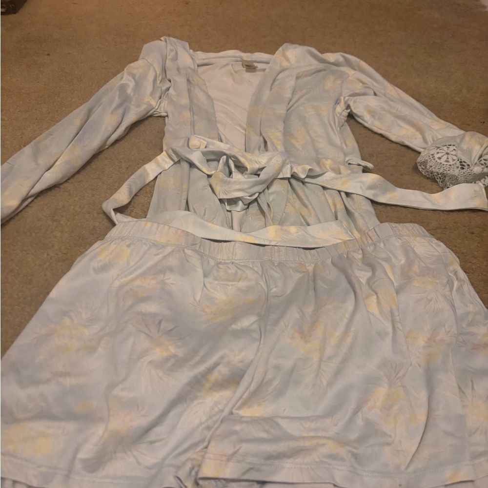 JessicaâSimpson Light Blue Floral Robe Set